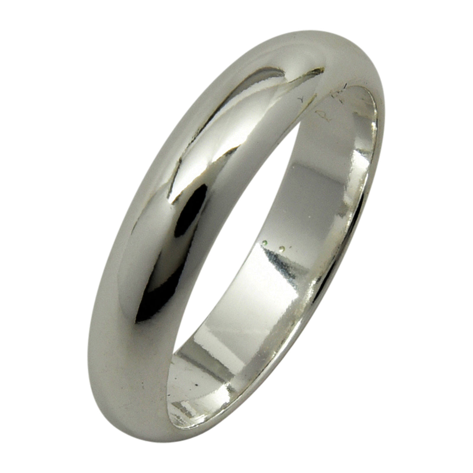 Sterling Silver Plain 4mm Band Wedding Ring Solid 925 Jewelry Rounded 