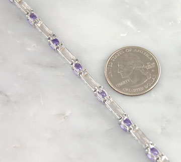   Blue Opal Amethyst CZ Tennis Link Bracelet Inlay .925 Jewelry  