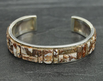 Navajo Sterling Silver Phyllis Lee Wild Horse Inlay Bracelet