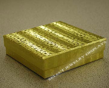 50 Gold Cotton Filled Jewelry Display Gift Boxes 3 x 3  