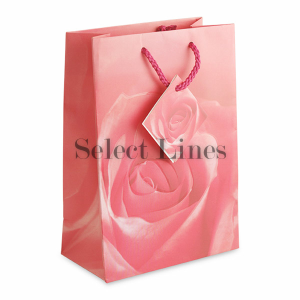 20pc Pink Rose Jewelry Shopping Gift Bag Tote 6 3/4H  