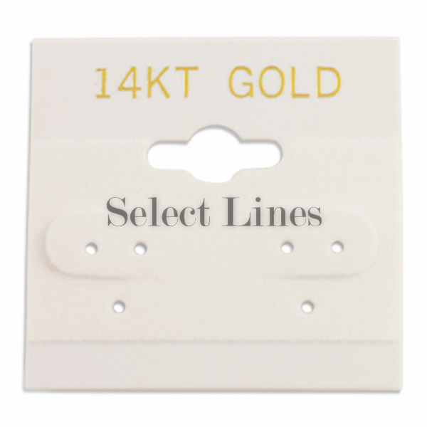 100 White 14KT Gold Earring Hanging Cards 1 1/2 H  