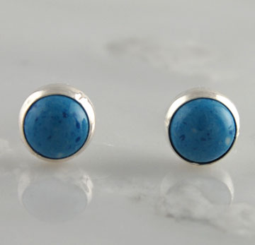 Denim Lapis Round Stud Earrings Sterling Silver .925 Southwest Jewelry 