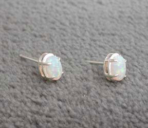 Sterling Silver Created Opal Post Stud Prong Earrings .925 Jewelry 