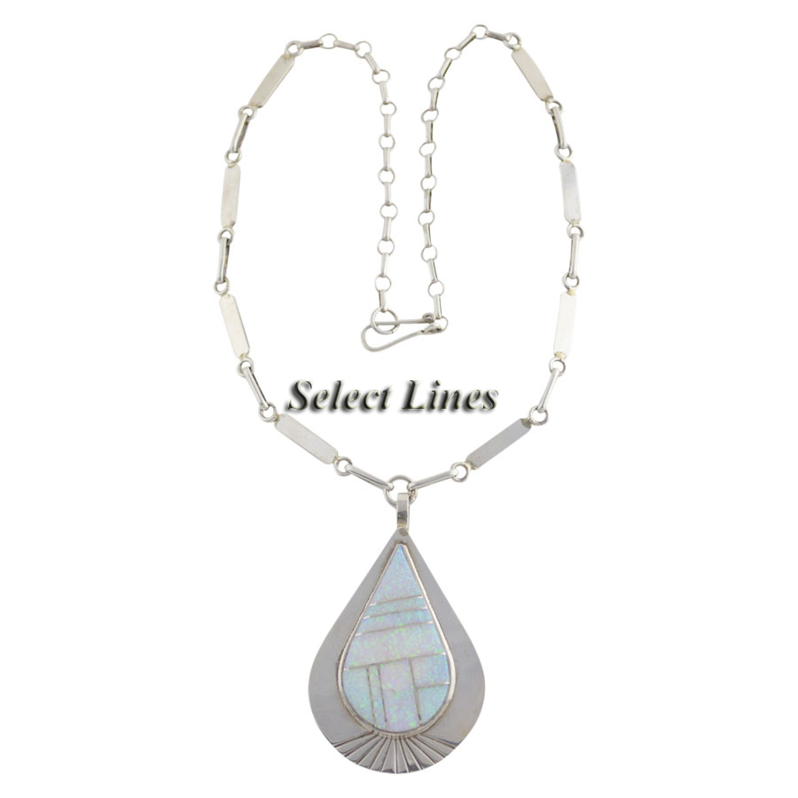   Smith Sterling Silver Opal Tear Drop Necklace American Jewelry  