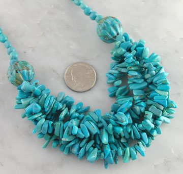   Blue Turquoise Nugget Necklace 5 Strand 21 Southwest Jewelry  