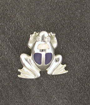 Sterling Silver Lapis & Opal Frog Necklace Pendant   