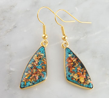 Rainbow Flake 14k Gold Plated Dangle Turquoise Earrings Jewelry  