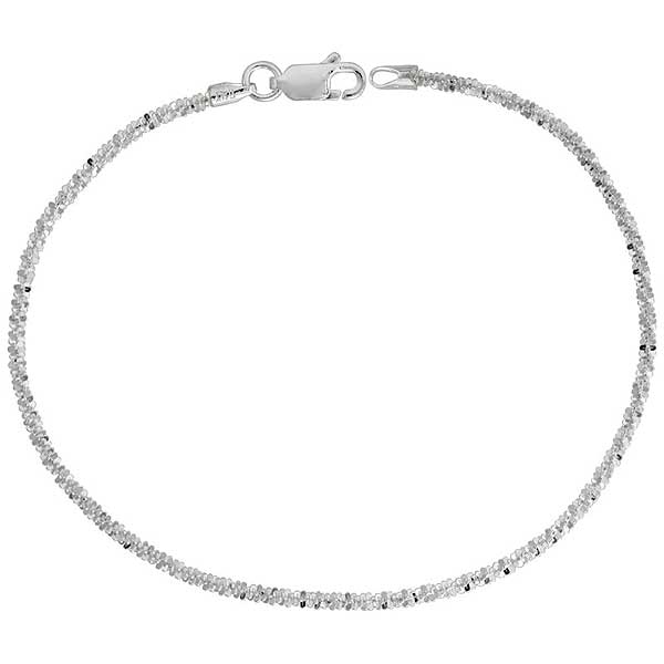 Rock Criss Cross 1.5mm Sterling Silver Chain Italy Necklace .925 Argent ...