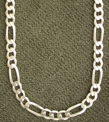 Sterling Silver Figaro 8mm Mens Necklace Chain Italian Italy .925 