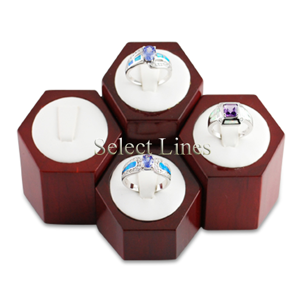 RoseWood Ring Column Riser 4pc Set Jewelry Stand NEW   