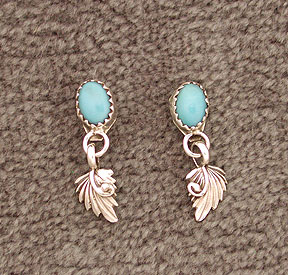   Leaf Post Earrings Navajo Sterling Silver .925 Native American  